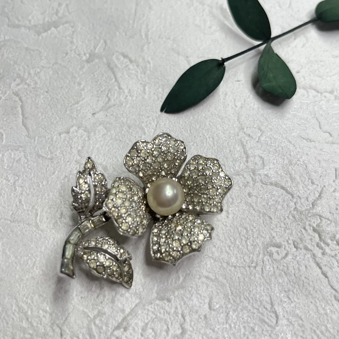 铜合金仿珍珠胸针 【六六中古】孤品复古胸针th5076