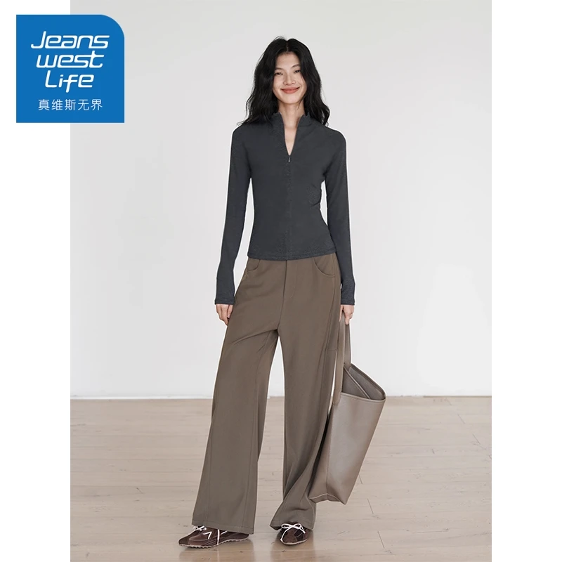 真维斯无界2025新款薄绒打底衫女装秋冬修身时尚洋气禅意内搭上衣