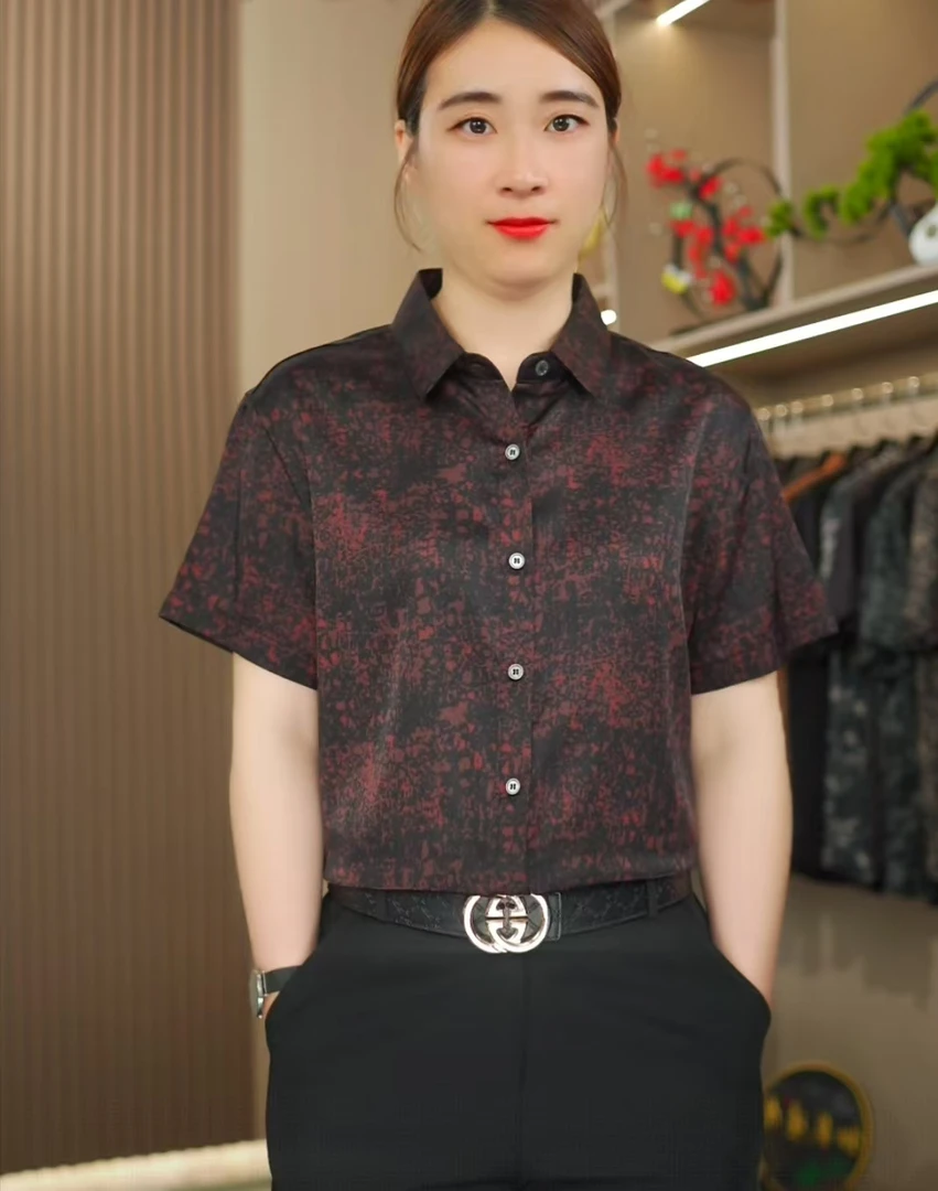 【桑蚕丝】夏季新款天然丝绸透气吸汗时尚轻奢高端真丝衬衫