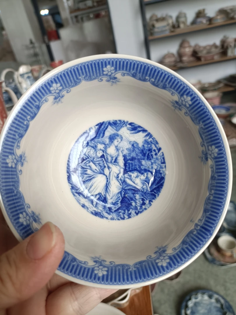 雅顿黑瓷青花米饭碗微瑕