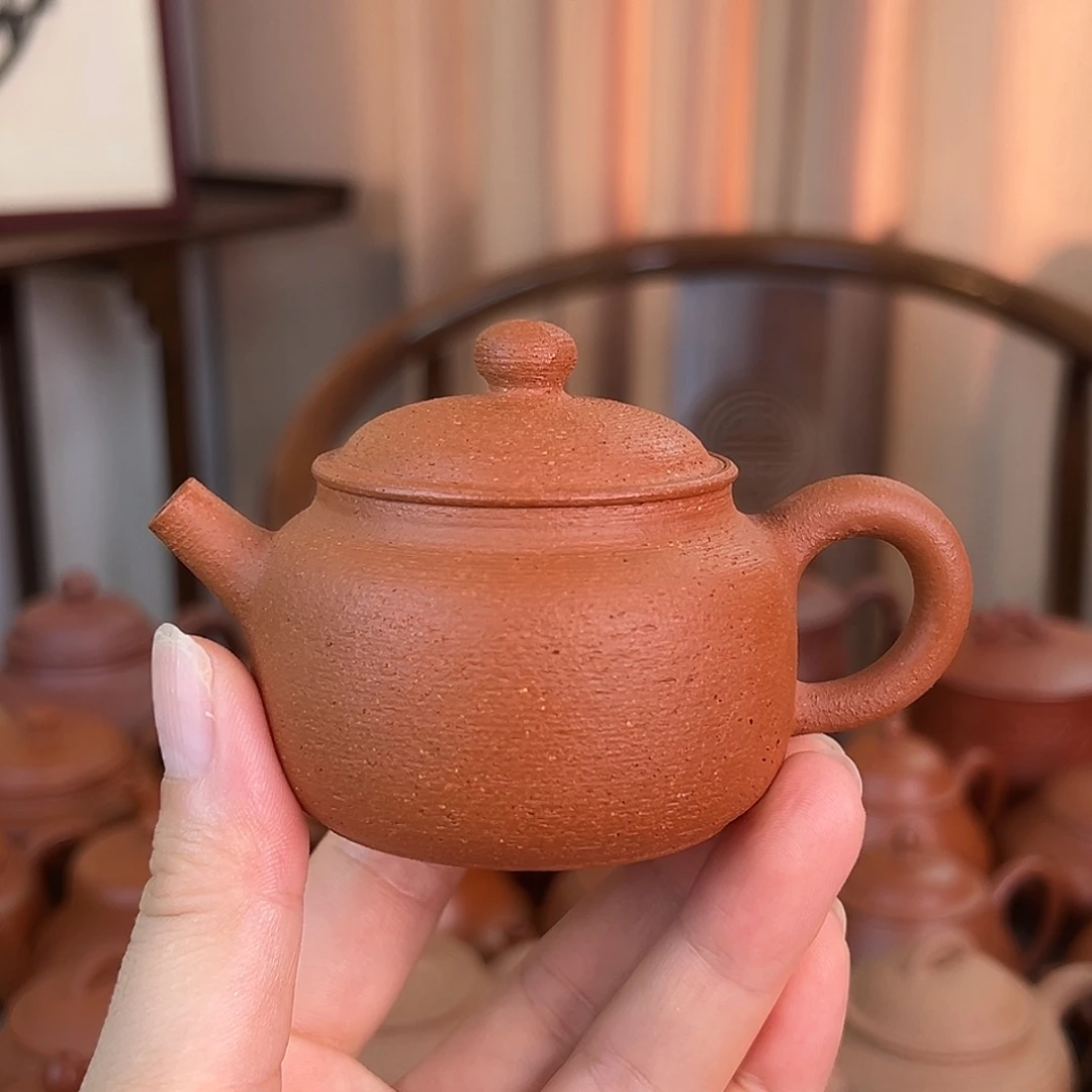茶壶紫砂精品原矿 德钟 鱼籽朱泥 全手工 100cc