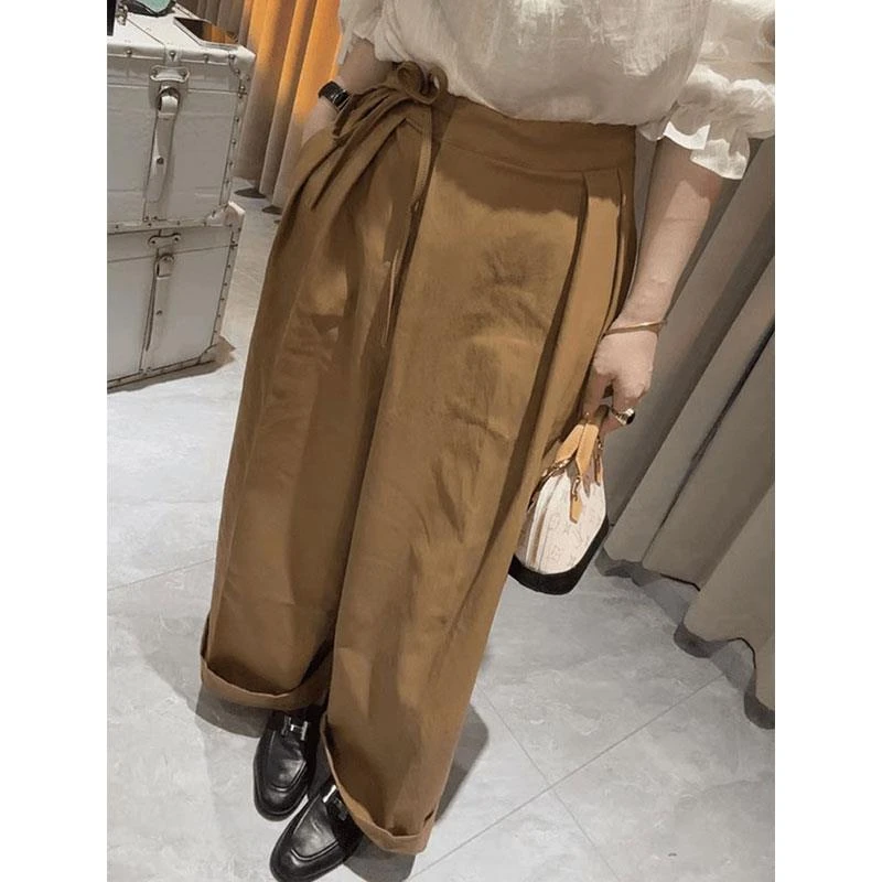 绑带宽松阔腿裤女裤新款爆款时尚气质休闲裤今年流行爆款裤子