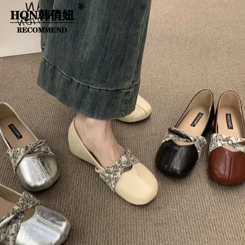 复古圆头温柔风晚晚鞋百搭不累脚内增高玛丽珍鞋子浅口芭蕾单鞋女