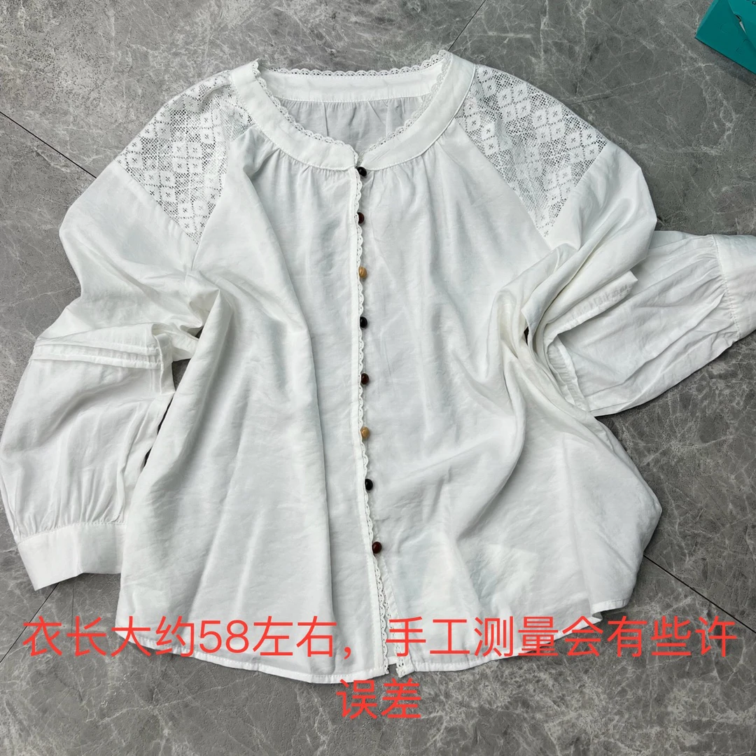 26611秋季时尚双肩镂空蕾丝气质衬衣