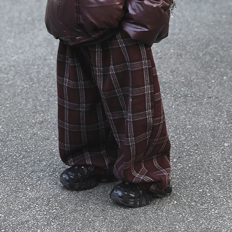 【现货】Jimmy妈童 格子控 冬季新款儿童加绒加厚复古直筒裤格子裤