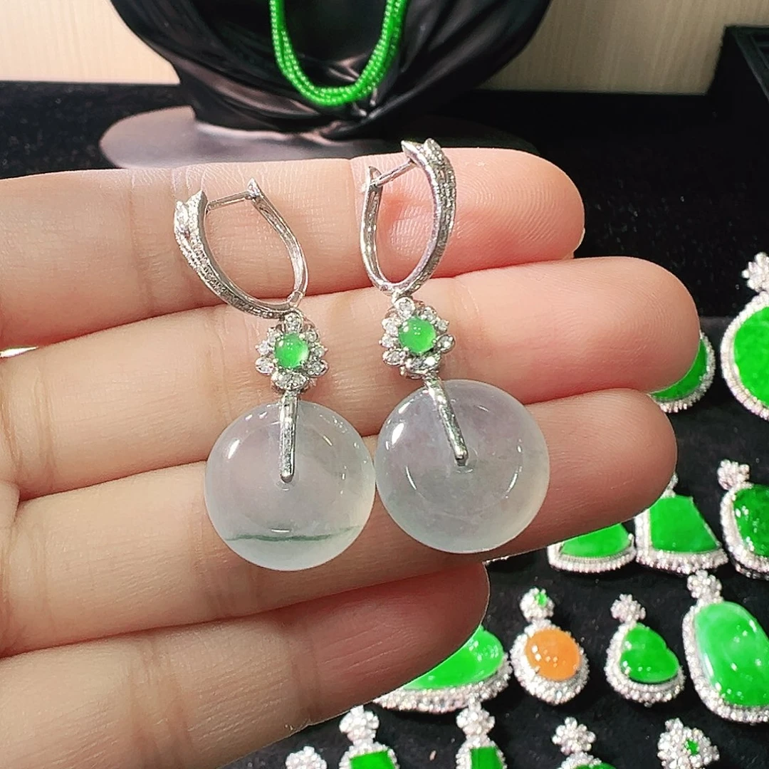 翡翠18K金镶嵌耳饰