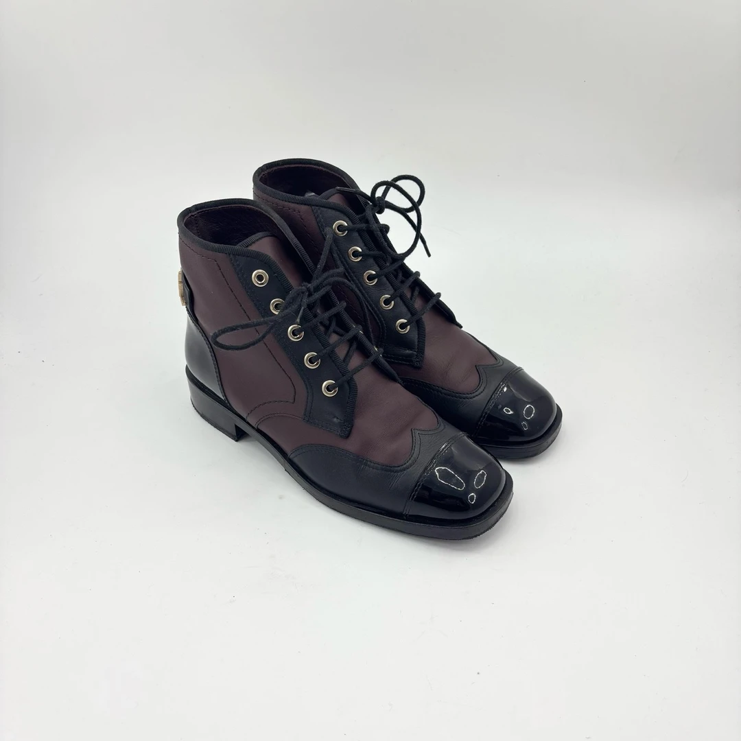 95新 Chanel/香奈儿 香奈儿/36.5码/暗红色短靴/pp426398