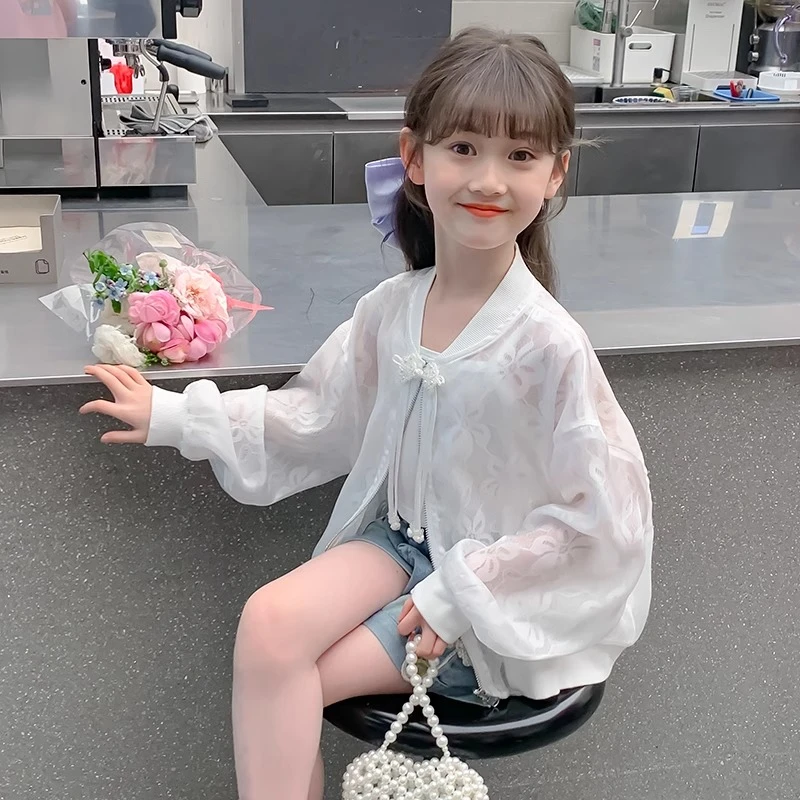 女童夏装防晒衣外套2025新款洋气夏季时髦大童薄款防晒服儿童上衣