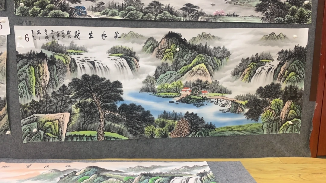 《富水长流》 画芯尺寸：180cm*70cm山水画客厅办公室挂画