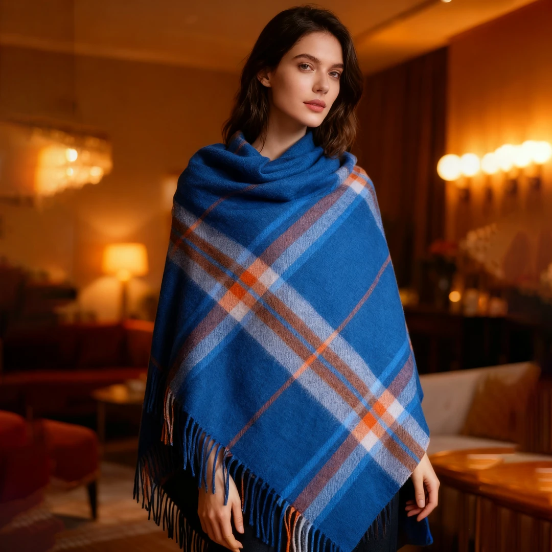【明星格子披肩】羊毛围巾长款格子冬季围巾60*190