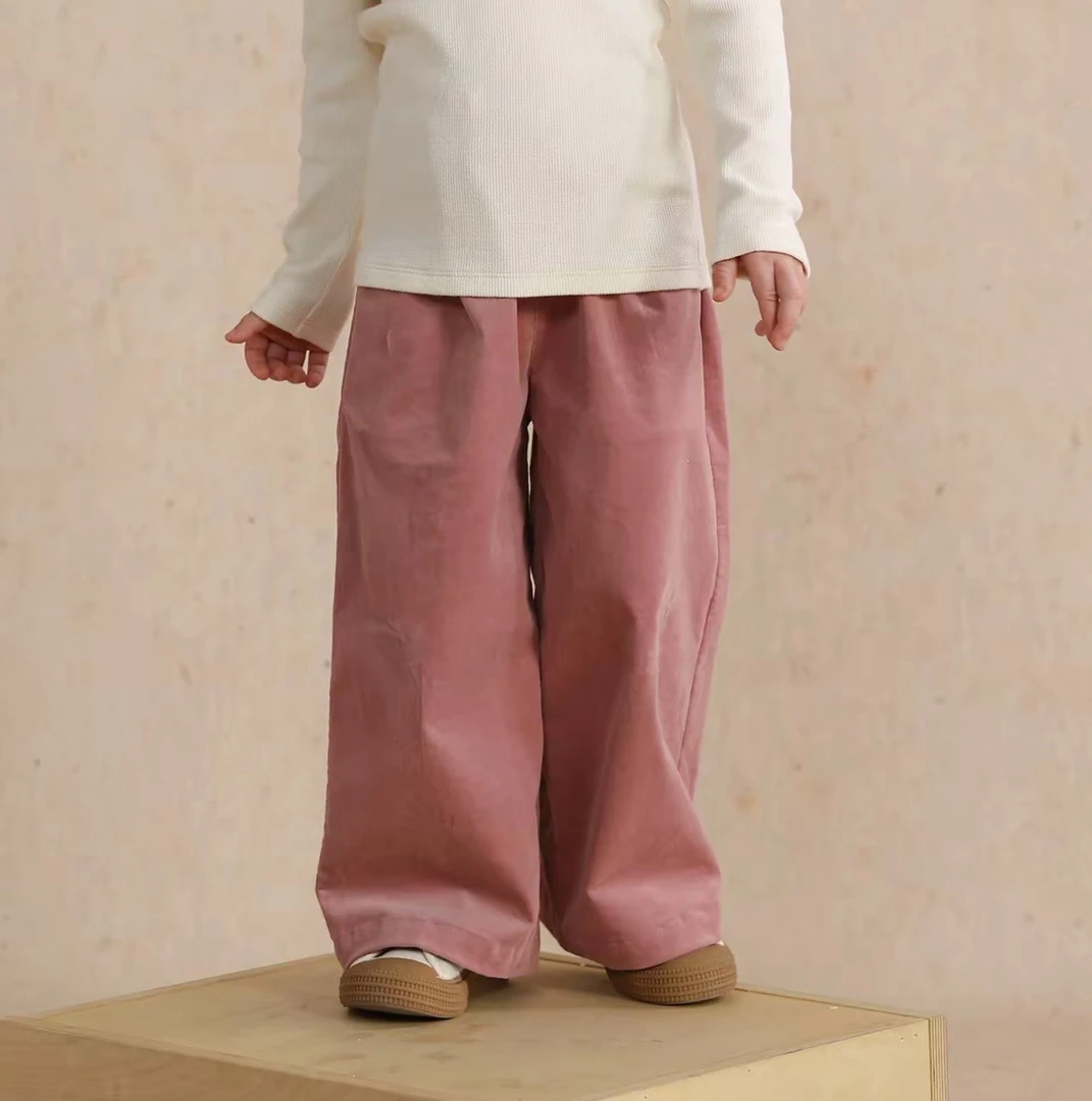 允儿妈女童春秋薄款爱心口袋休闲裤 宝宝春季洋气直筒裤儿童裤子