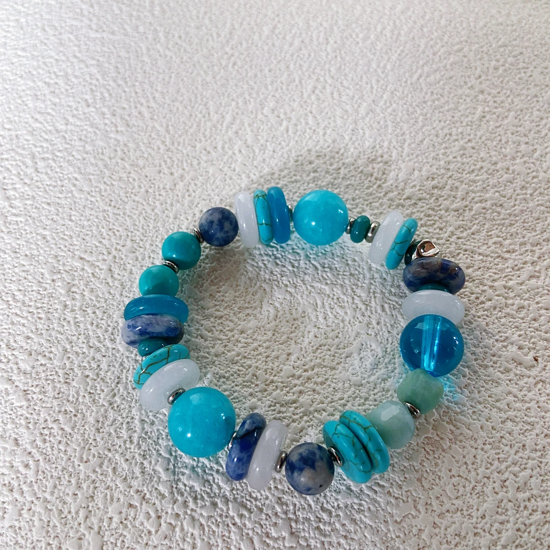 钛钢琉璃手链 LEEONE【星辰大海】精致轻奢夏日不规则海蓝手链A316