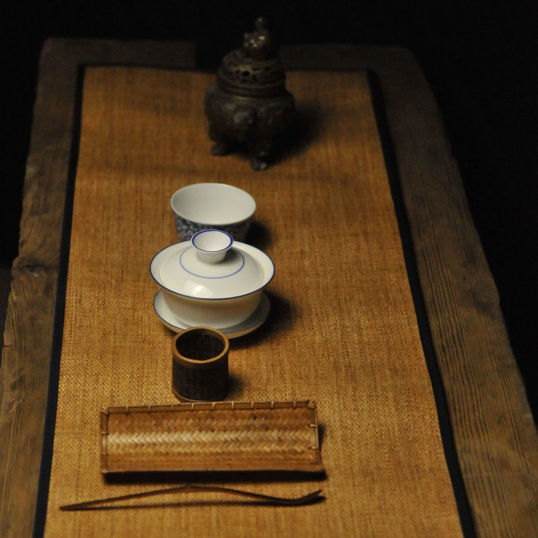 懂茶帝纯手工-草编防水茶席0.6米（CX01）复古家用茶具茶杯