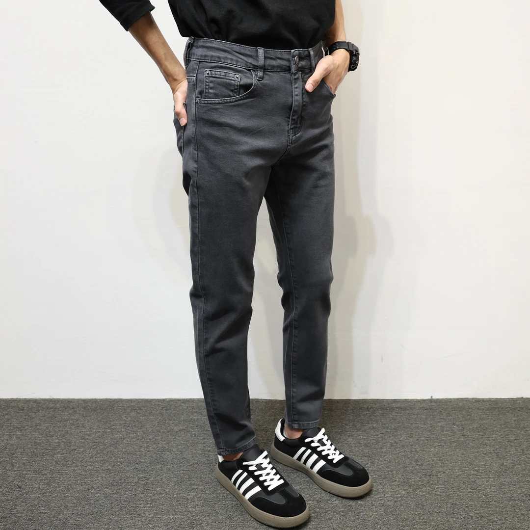 男士秋冬新款2025牛仔裤灰色棉质莱赛尔透气吸汗百搭长裤小个子潮