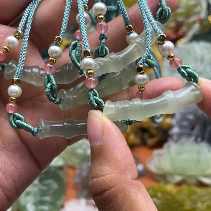 未镶嵌岫玉吊坠毛衣链锁骨链