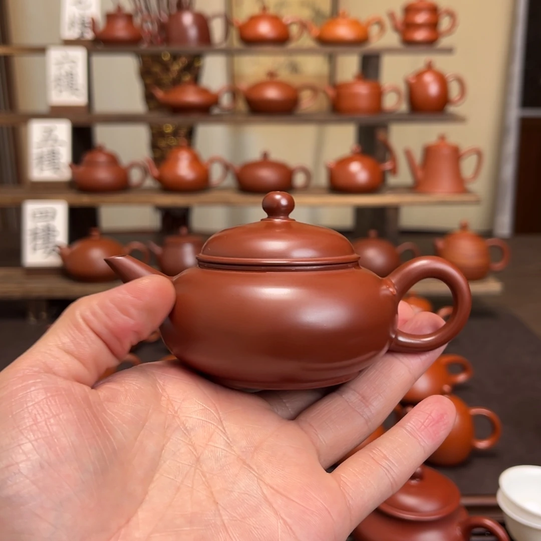 此***销紫砂茶壶精工扁水平110cc
