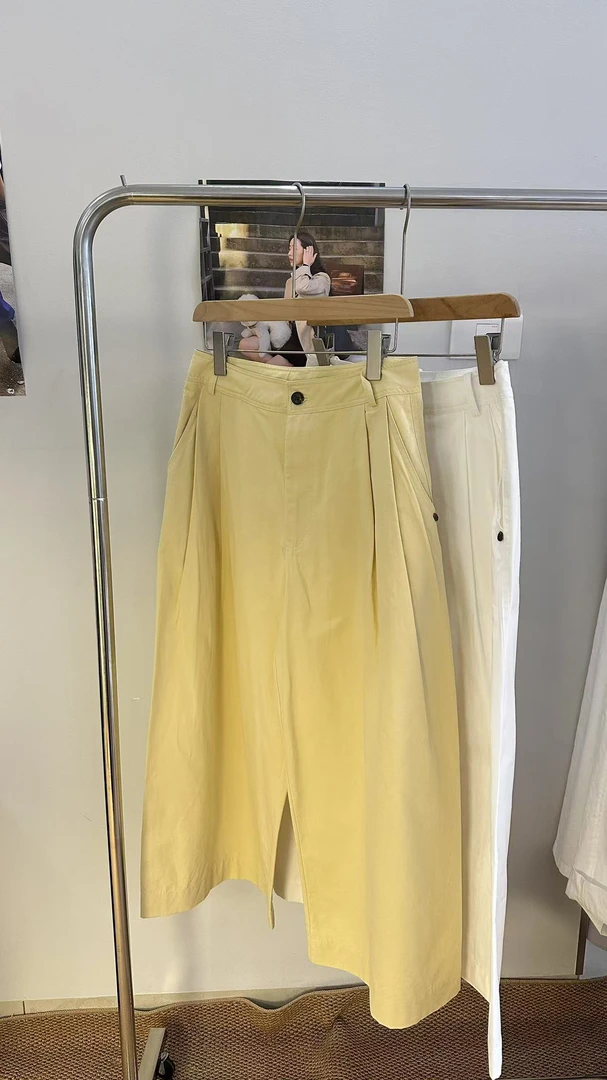 夏季薄款捏褶九分阔腿休闲裤宽松百搭