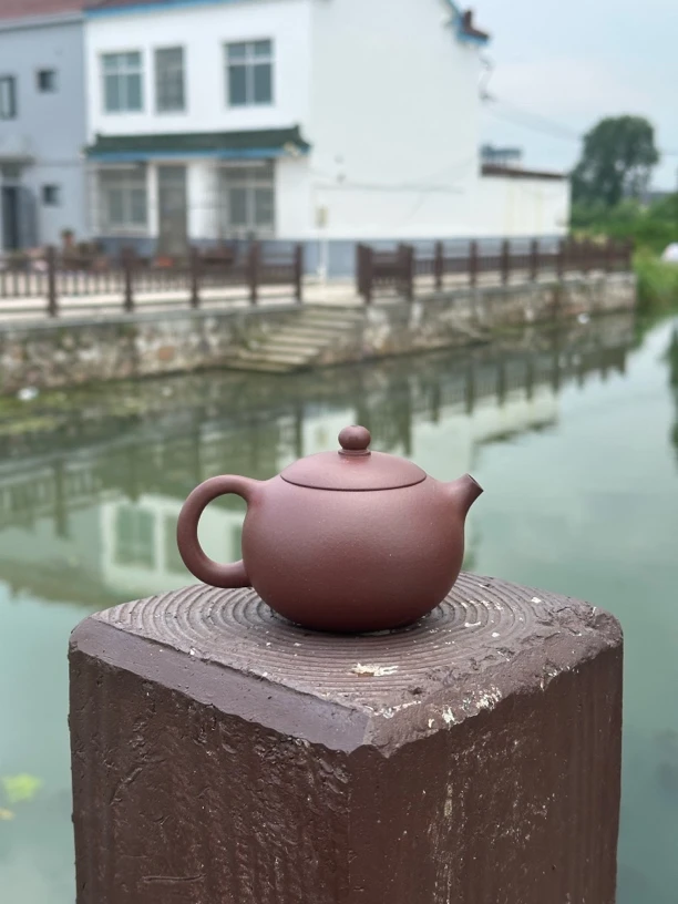 紫泥西施壶150ml半手工制作家用宜兴手工紫砂壶