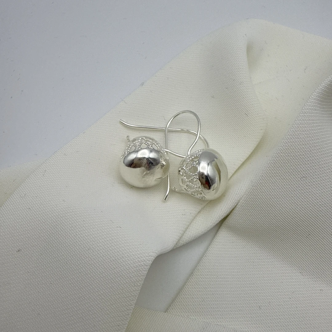 足银银制品 【美尔新疆包邮】新款百搭花边耳环