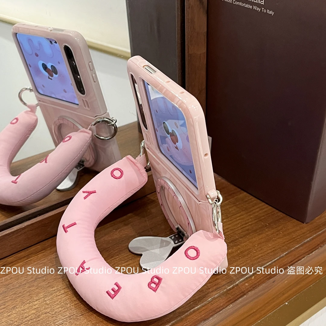 适用华为PuraX典藏折叠p50pocket2新款手机壳护轴皮质爱心ins磁吸