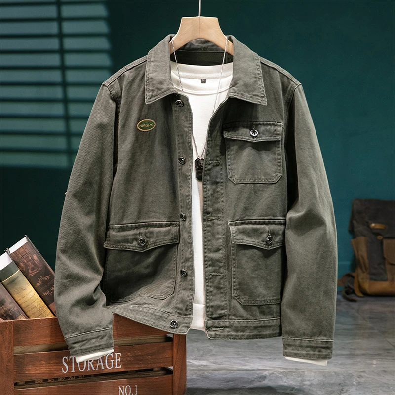 美式重磅复古休闲夹克男士2025春秋新款宽松百搭高端外套JK734