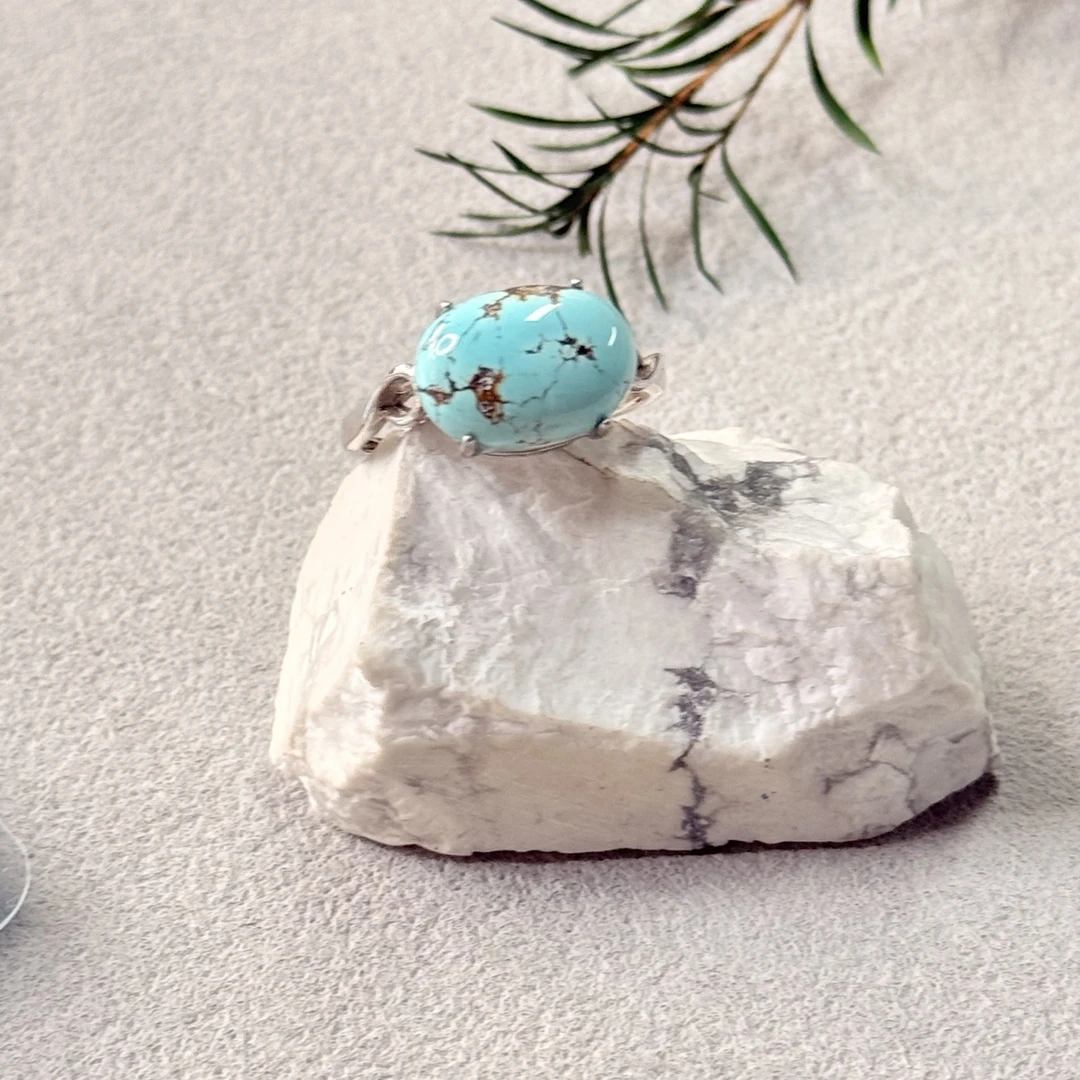 【六六中古】孤品精美绿松石s925开口戒指aj2806