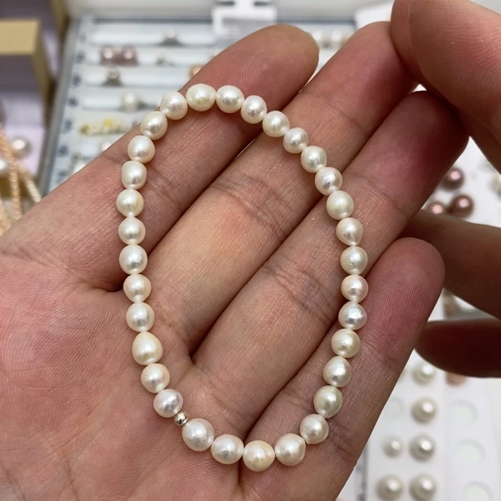 淡水珍珠5m珍珠做手链银S925镶嵌