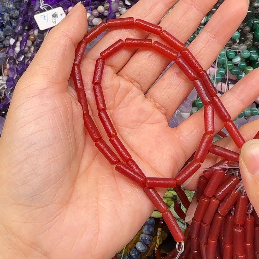 玛瑙/玉髓合金珠宝半成品橘皮红玛瑙3-12mm一条