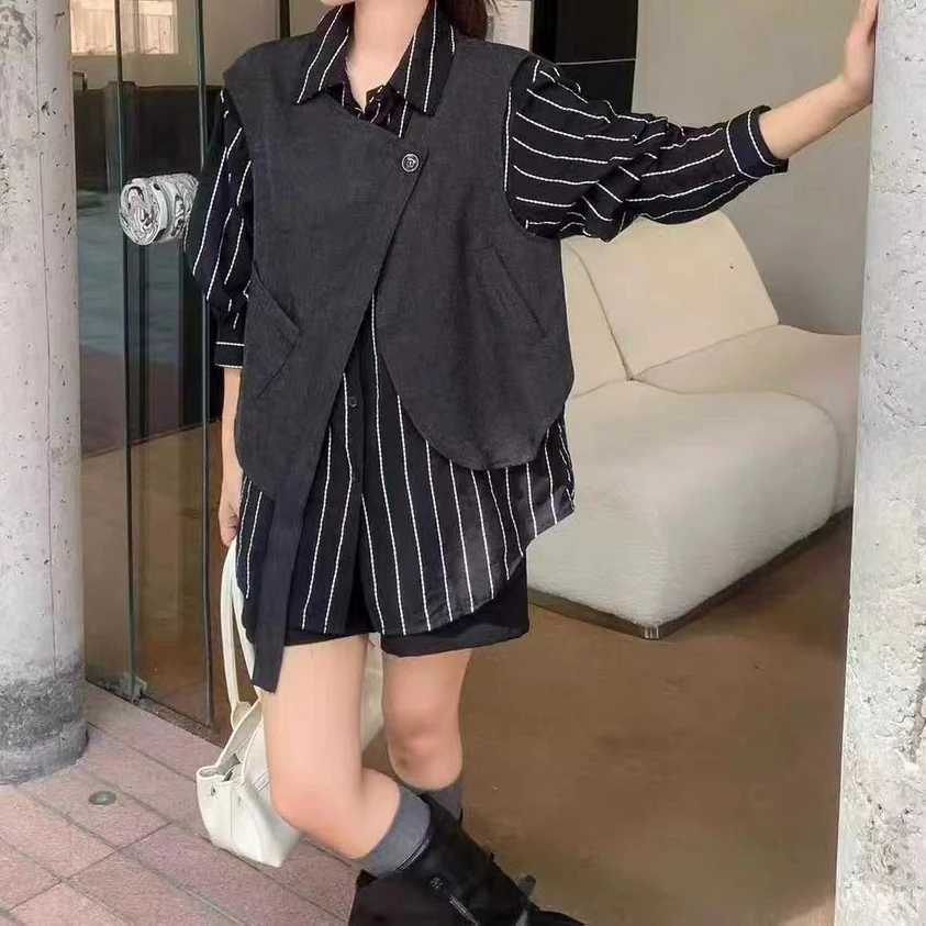 ［海南珍珍］休闲条纹假两件宽松上衣08