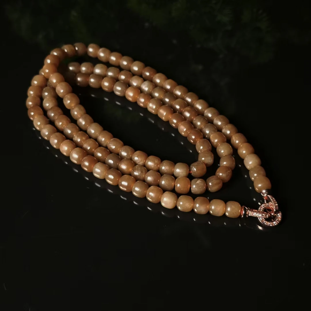 lot6849 项链 和田玉糖玉 7mm*108颗 54.3g