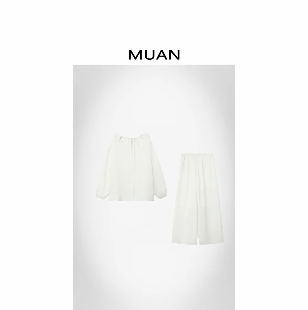 木岸MUAN：《圣托尼尼套装》定制亚麻百搭宽松长裤套装女MJ-F8137