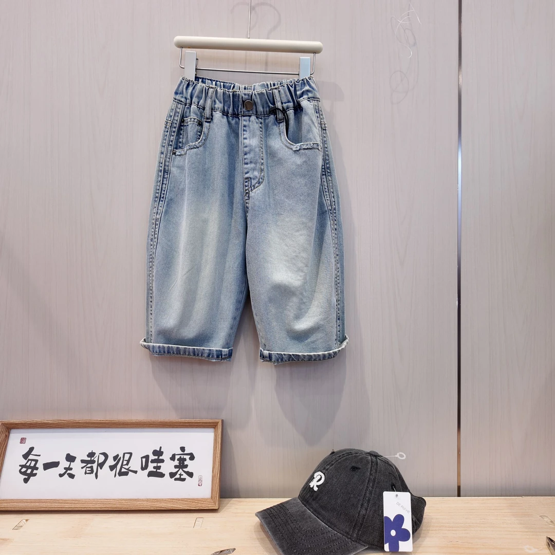 【小哥穿搭】欧若风男童五分牛仔裤新款个性帅气儿童潮流中裤55685