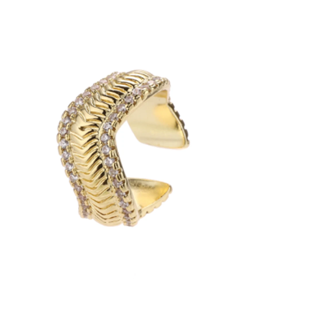 铜合金锆石戒指 轻奢个性简约镶嵌高级感开口戒指 CW74XZPC-23805