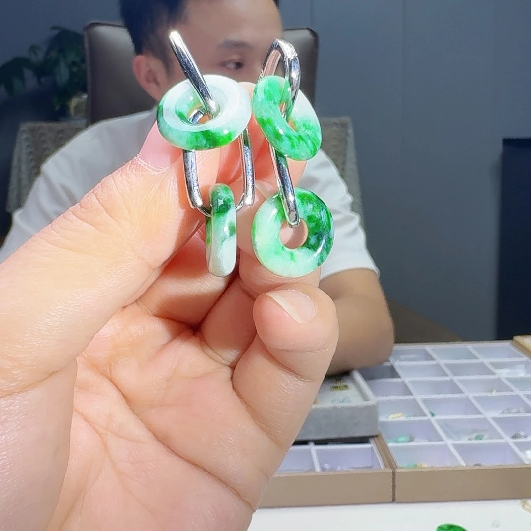 翡翠银S925镶嵌耳饰多样性发货其一