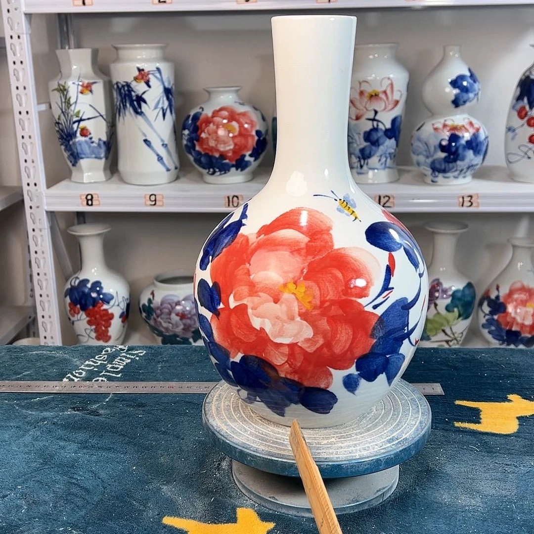 摆件景德镇陶瓷天红牡