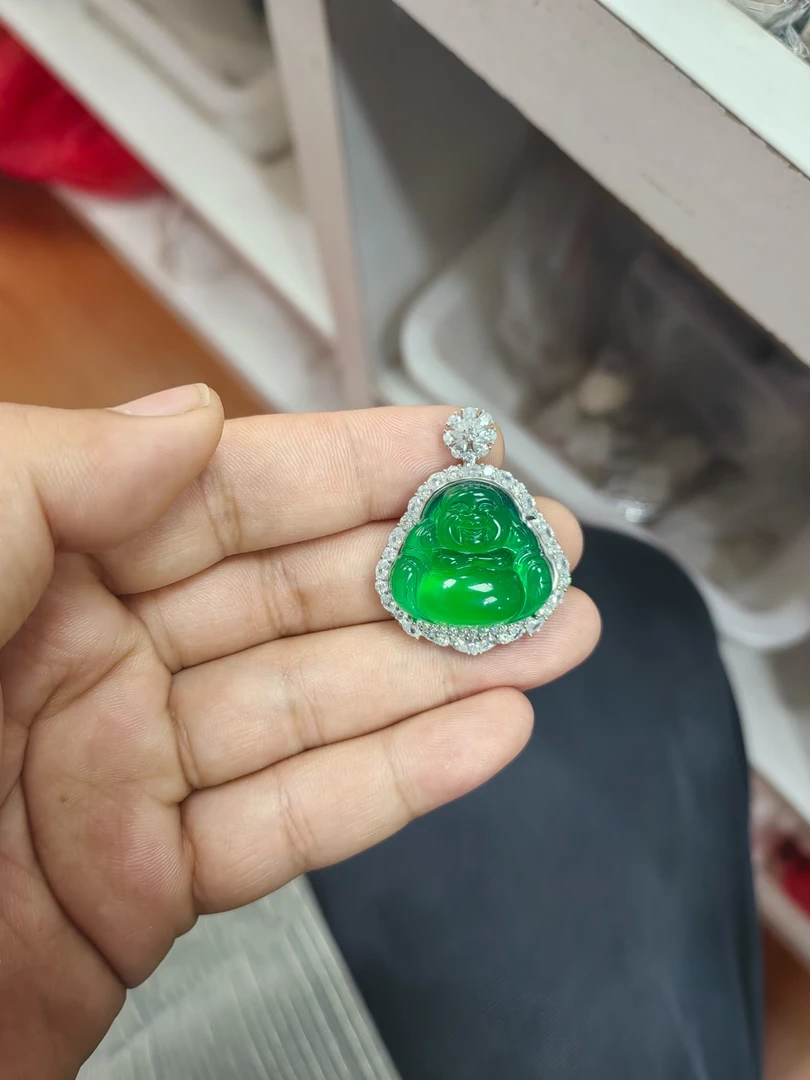 银镶玛瑙玉髓镶嵌925银佛公