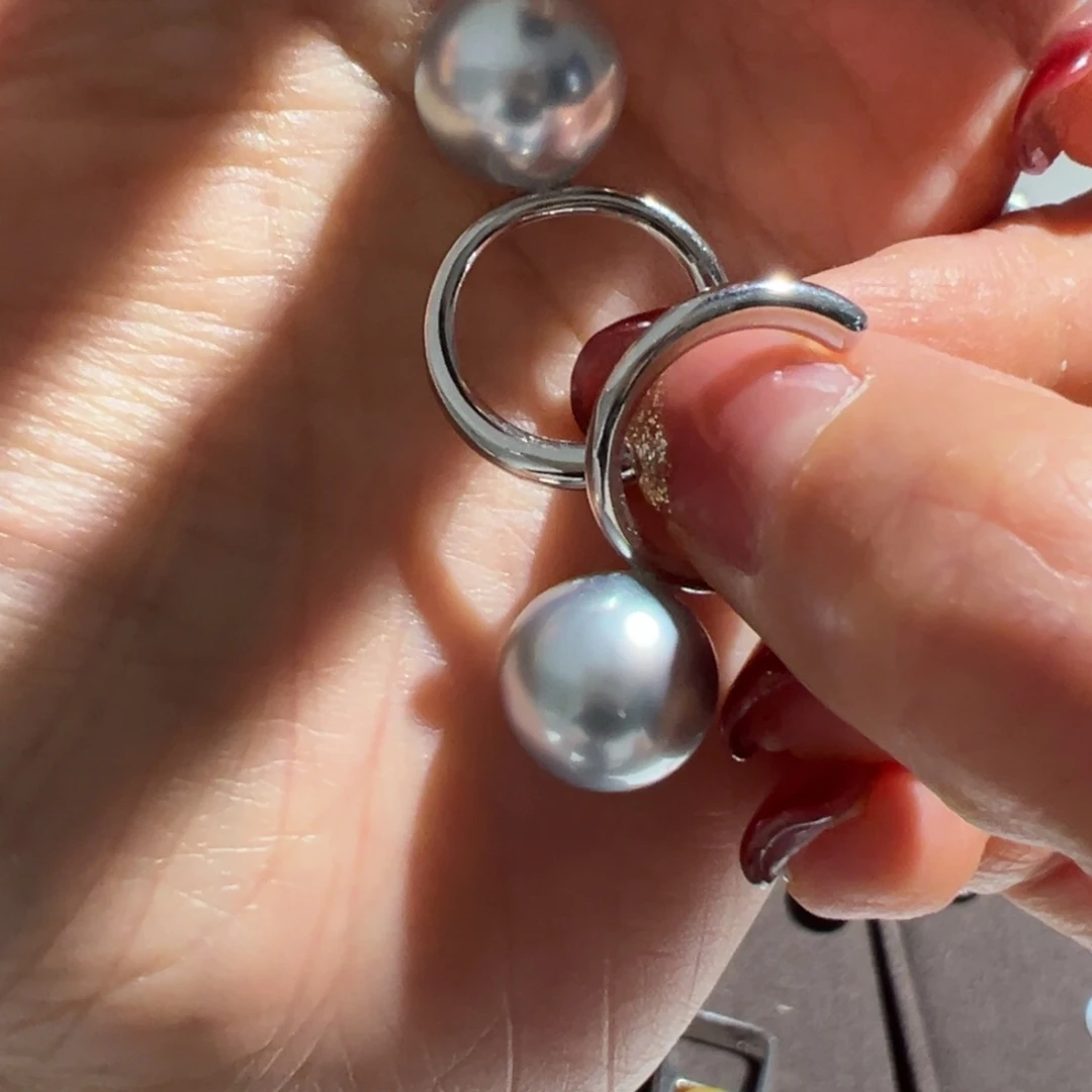 海水珍珠耳饰银S925镶嵌?****?