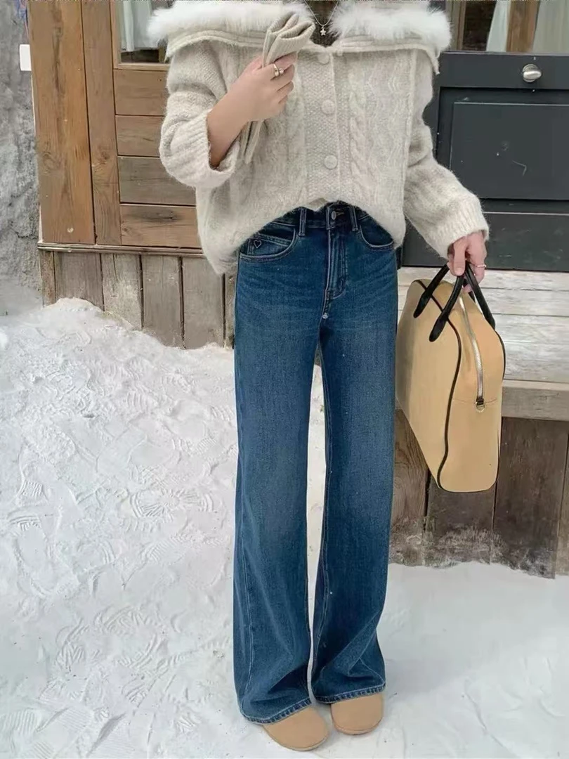 SU【850-1】代A9 愫园  冬新款四面弹Q暖绒 蓝色 黑色筒喇裤