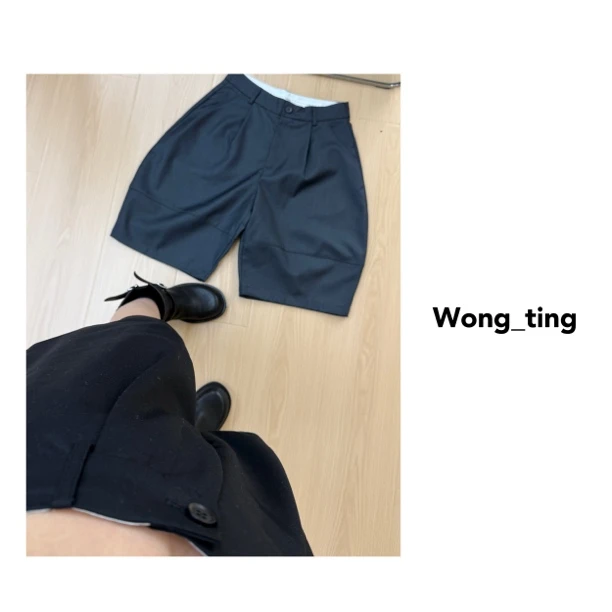 【wong_ting】小众设计师两色六分百搭西裤25636