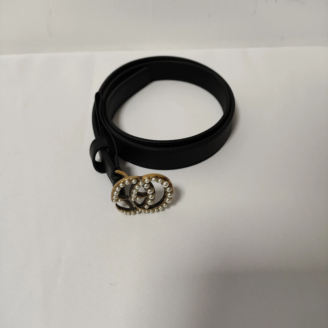 95新 GUCCI/古驰 麦殿/牛皮女士腰带80cm黑色/250304LDR9Z07