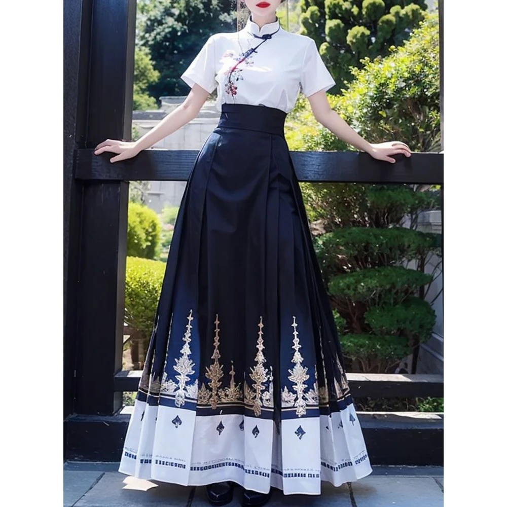 哥弟阿玛施正品新中式国风复古时尚套装2025夏季新款短袖绣花衬衫