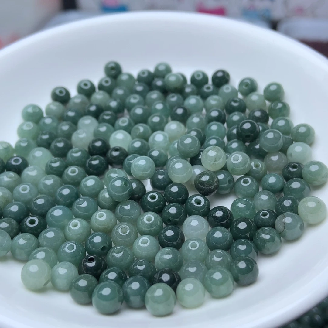 未镶嵌手链翡翠卡5.5冰油青100个