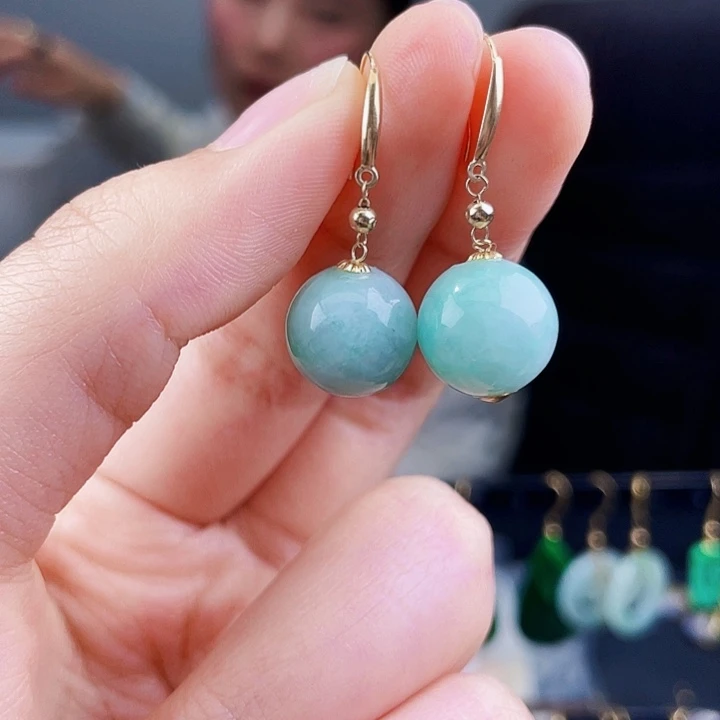 翡翠耳饰18K金镶嵌饰品