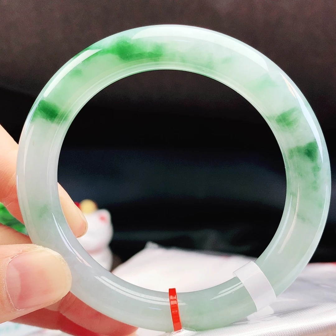 未镶嵌手镯（圆镯）翡翠53冰绿花