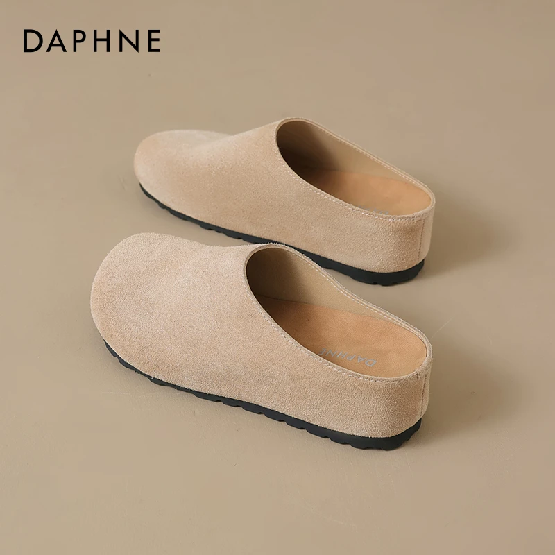 达芙妮包头鞋女2025新款秋冬季内增高厚底外穿包头半拖欧若风女鞋