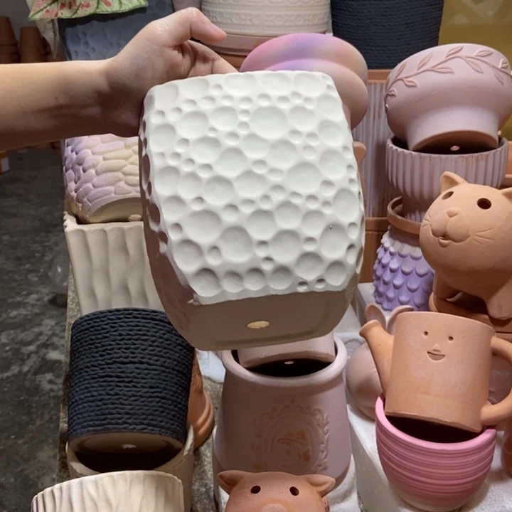 15×16白陶星空盆 粗陶1个