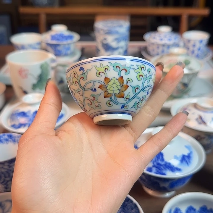 名窑口 斗彩岩茶杯放漏放漏