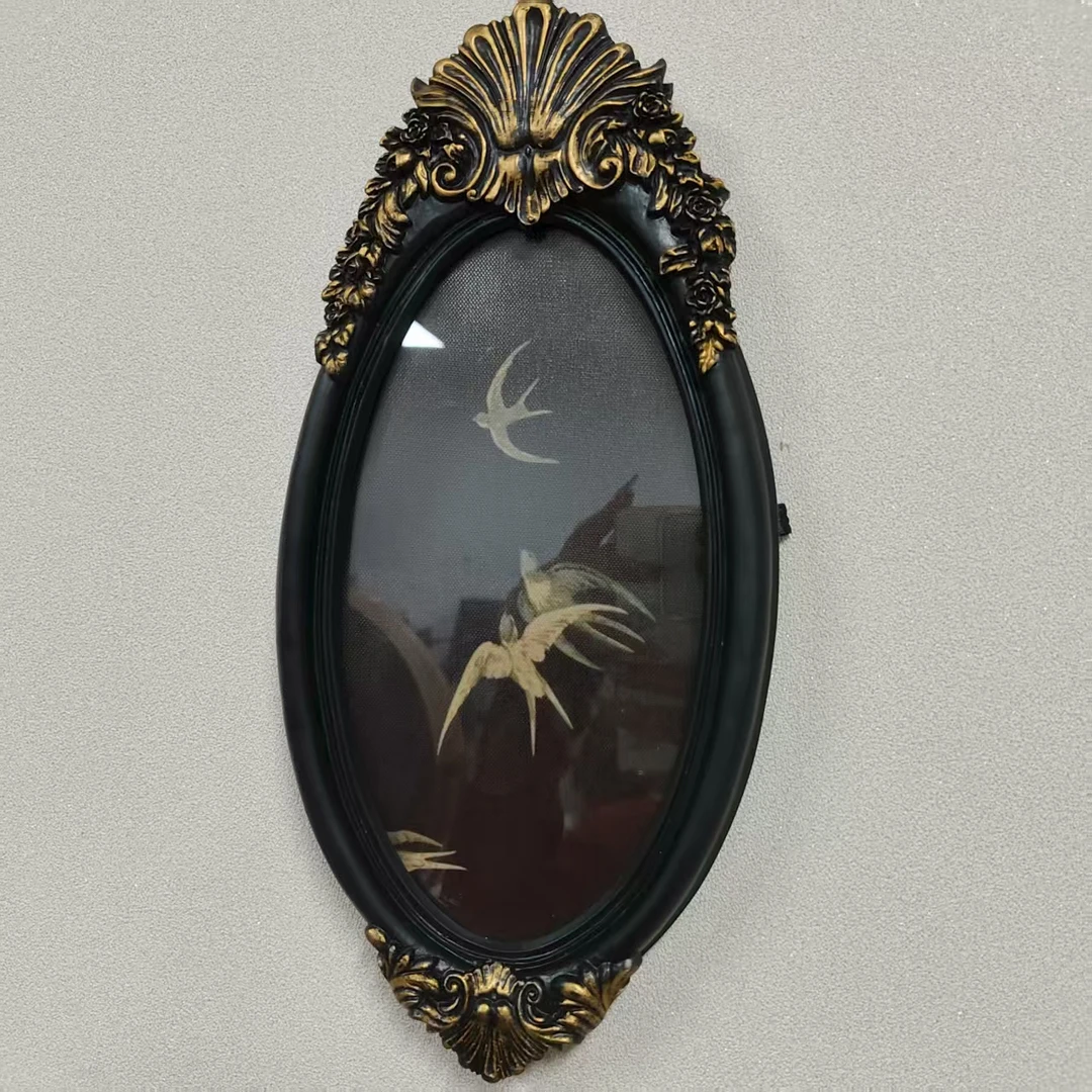 法式风椭圆异形装饰画复古小众高级感卧室挂画