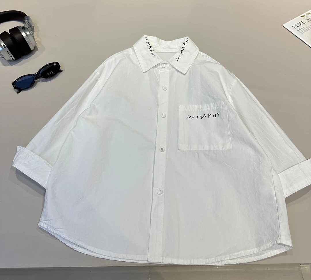 2025年款衣服儿童中大童男童女童通用白衬衣帅气衬衫 25522