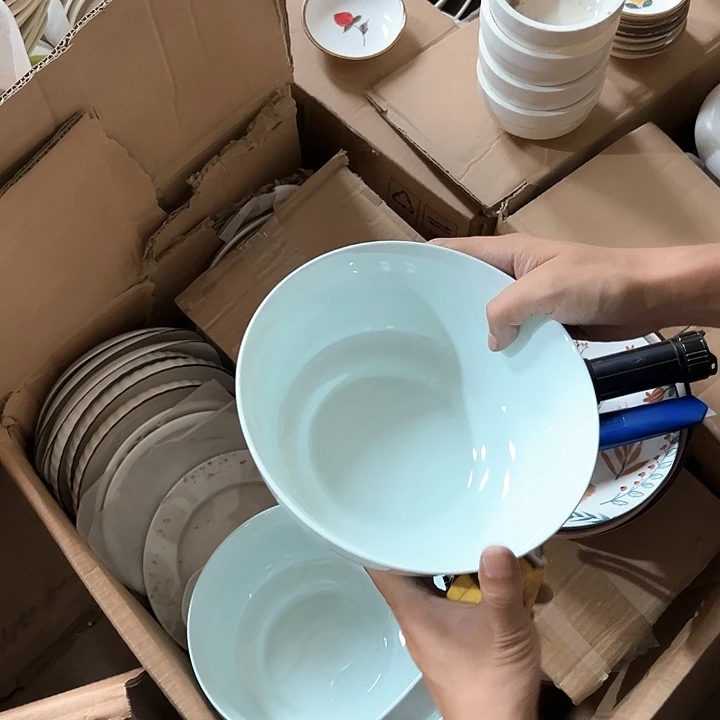 微瑕介意勿拍不退不换 青玉8英寸直口碗2只